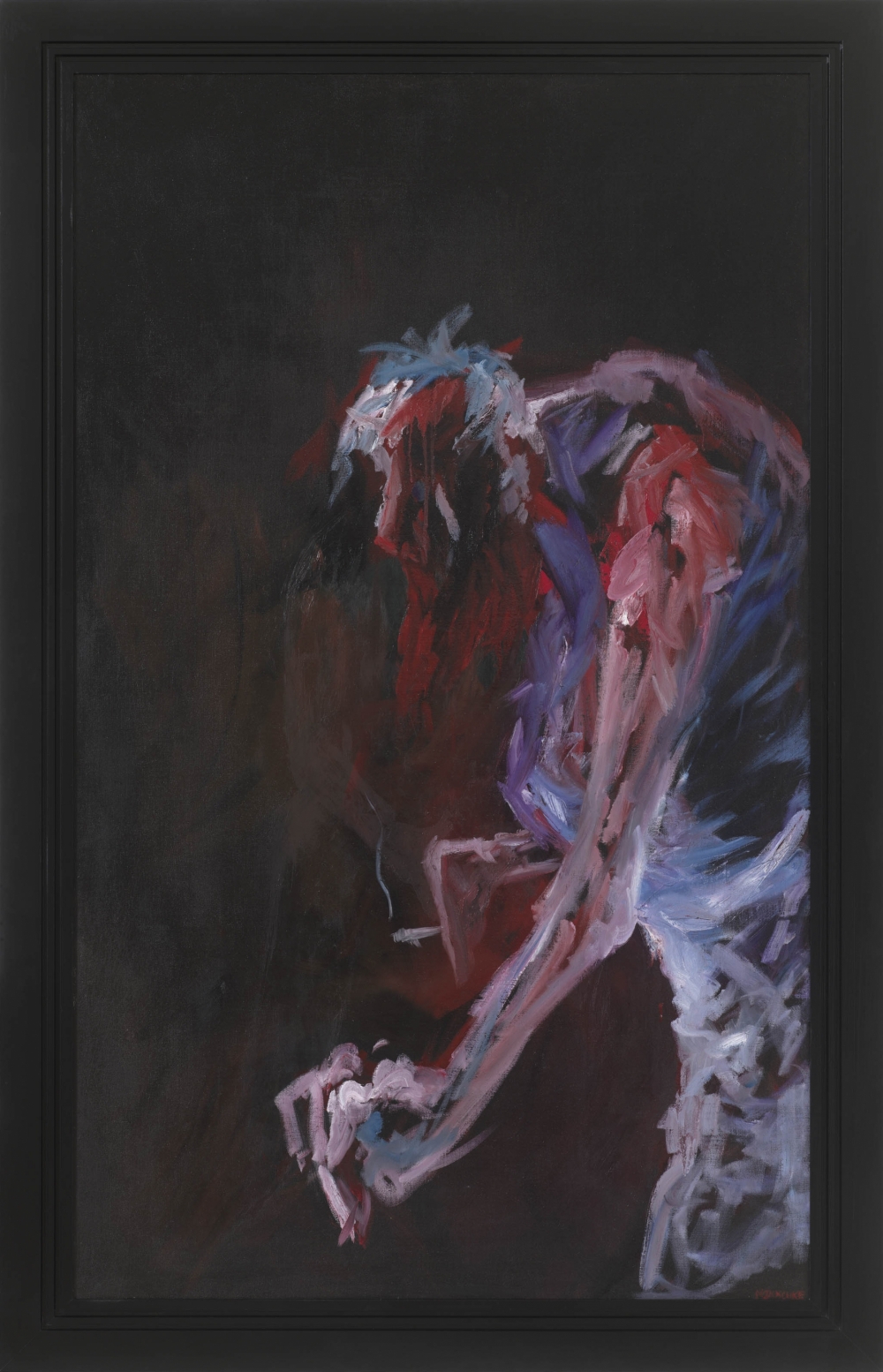 Gemälde von Michael Tauschke Selbstporträt Öl auf Leinwand mit Rahmen;Öl auf Leinwand,200 x 120 cm,und Rahmen;expressionistisch,Mann,Zigarette,Öl,Rahmen; 